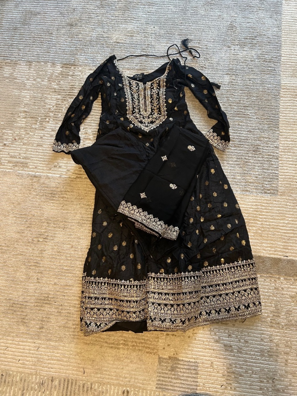3 PC Salwar Kameez Black and Gold